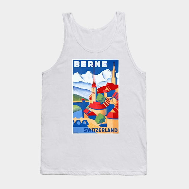 Vintage Travel Poster Switzerland Berne Tank Top by vintagetreasure